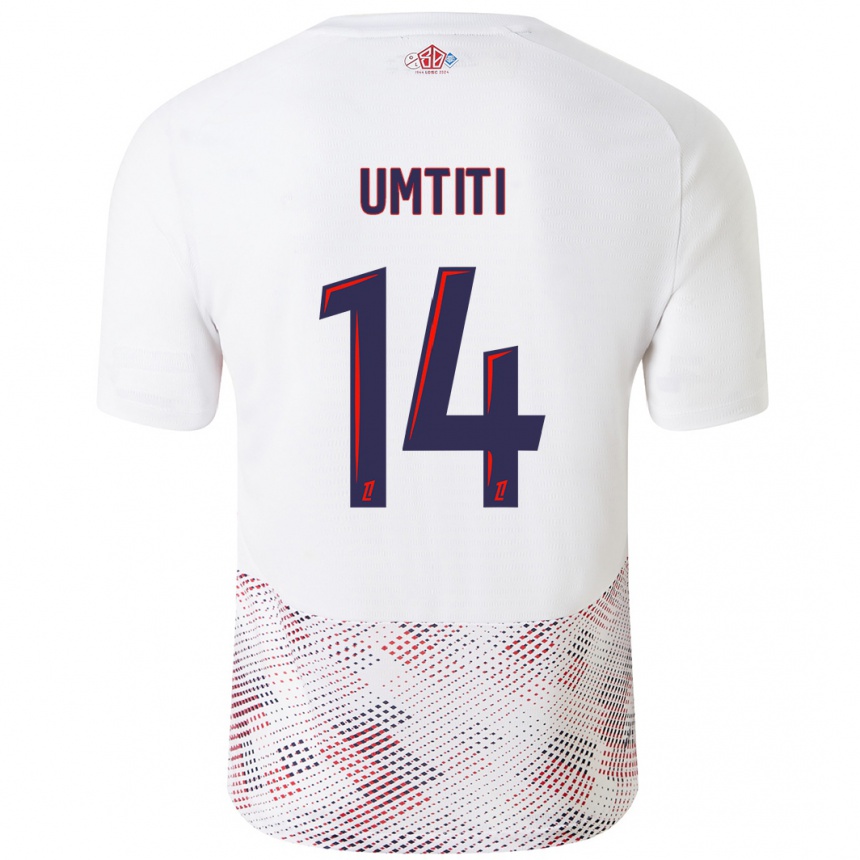 Vaikiškas Samuel Umtiti #14 Balta Karališka Mėlyna Išvykos Marškinėliai 2024/25 T-Shirt