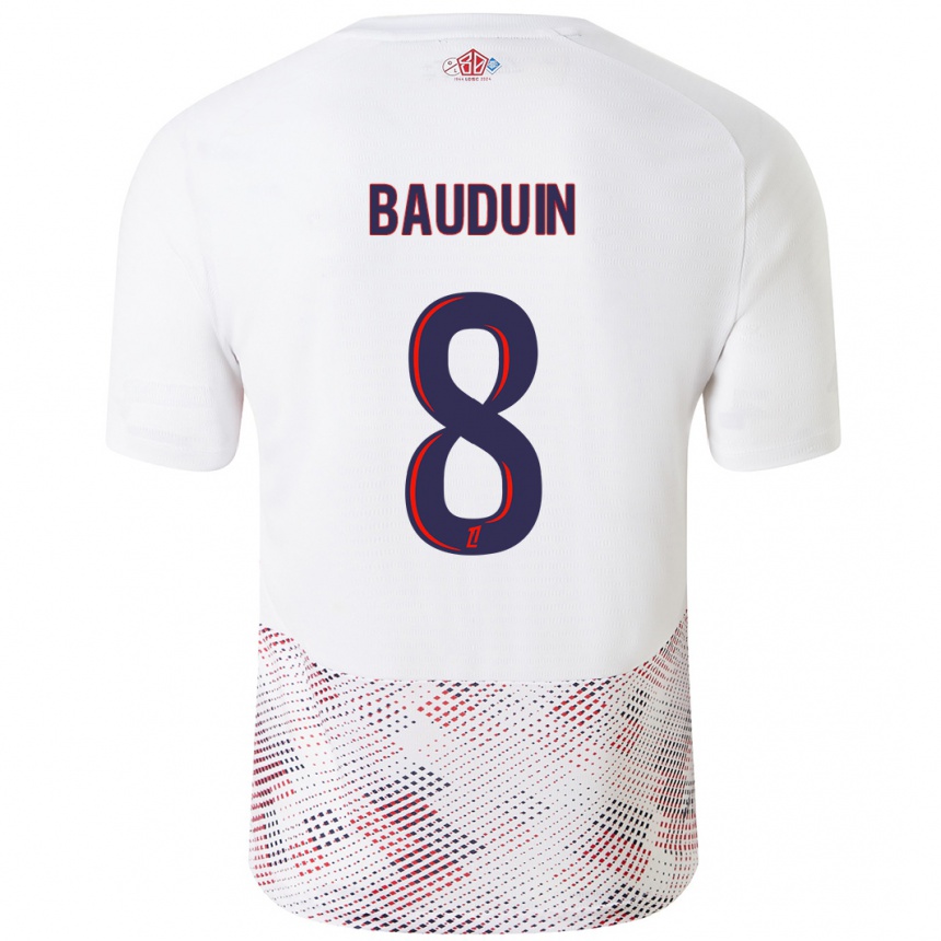 Vaikiškas Justine Bauduin #8 Balta Karališka Mėlyna Išvykos Marškinėliai 2024/25 T-Shirt