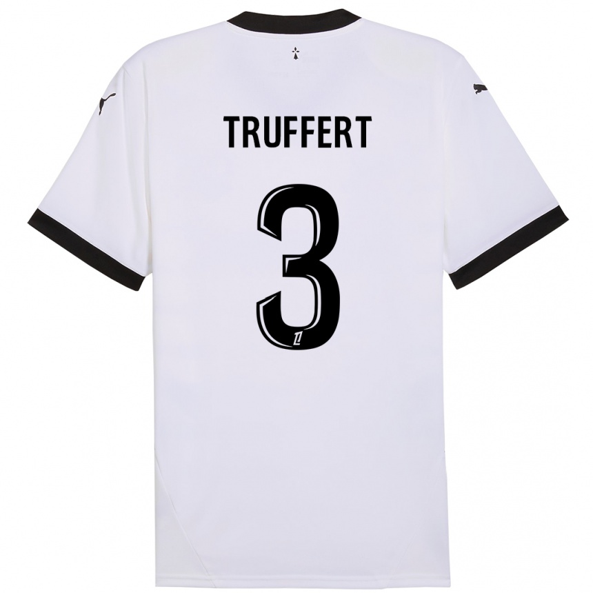 Vaikiškas Adrien Truffert #3 Balta Juoda Išvykos Marškinėliai 2024/25 T-Shirt