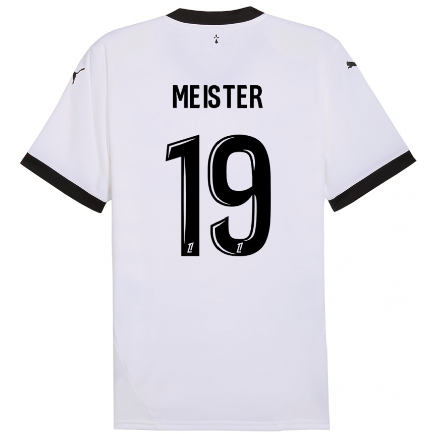 Vaikiškas Henrik Meister #19 Balta Juoda Išvykos Marškinėliai 2024/25 T-Shirt