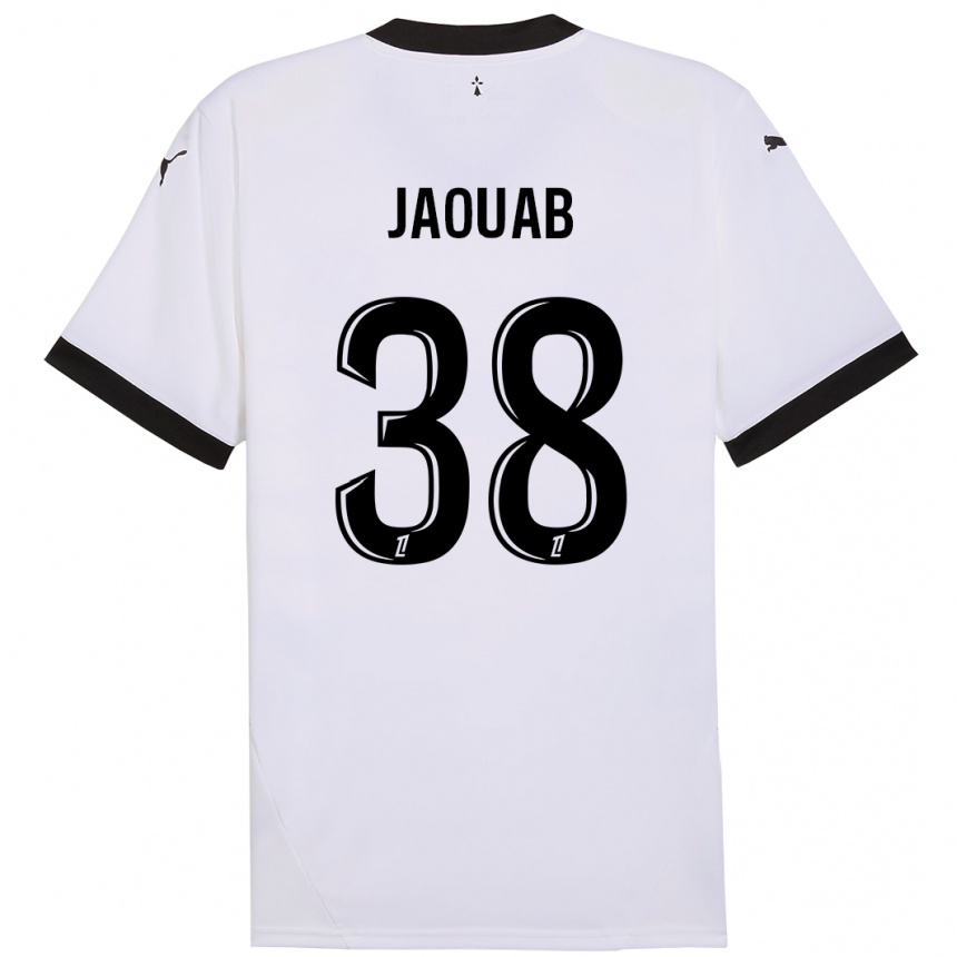 Vaikiškas Mohamed Jaouab #38 Balta Juoda Išvykos Marškinėliai 2024/25 T-Shirt