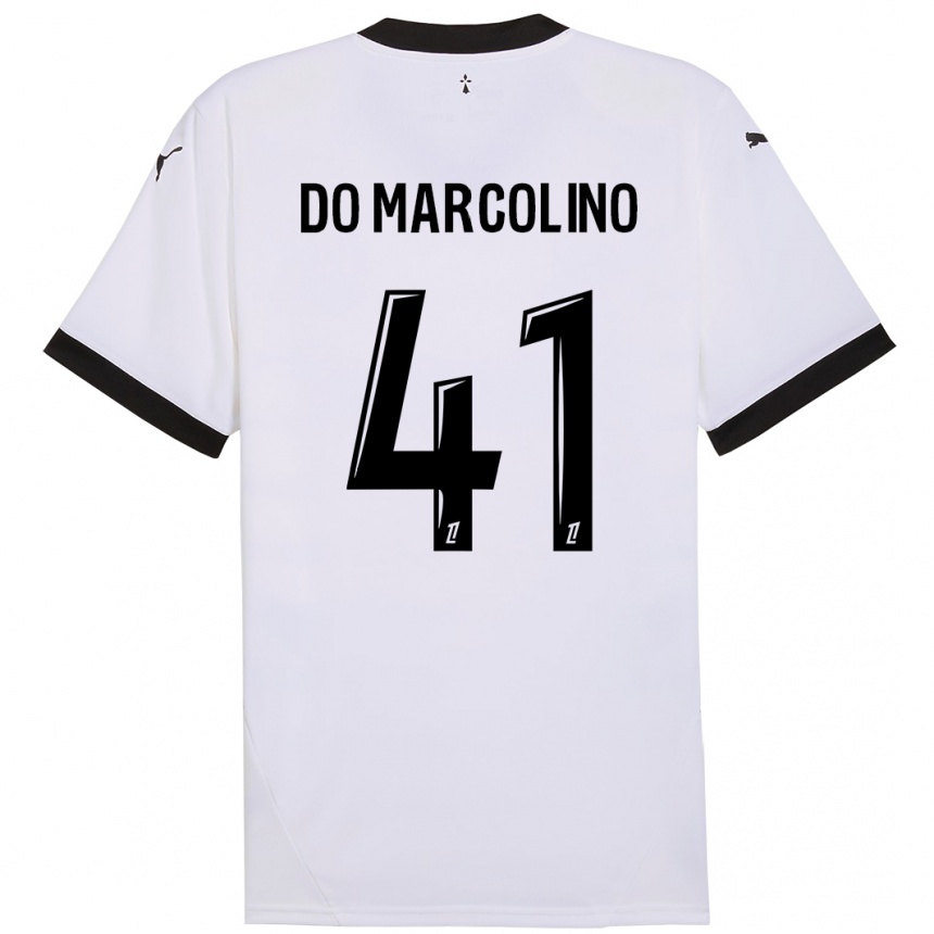 Vaikiškas Alan Do Marcolino #41 Balta Juoda Išvykos Marškinėliai 2024/25 T-Shirt