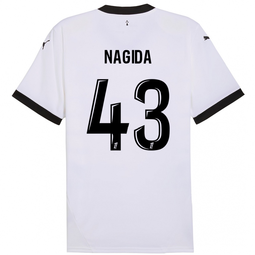 Vaikiškas Mahamadou Nagida #43 Balta Juoda Išvykos Marškinėliai 2024/25 T-Shirt