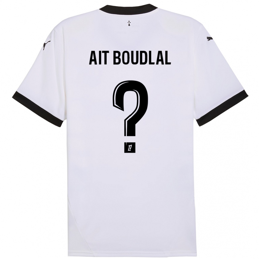 Vaikiškas Abdelhamid Ait Boudlal #0 Balta Juoda Išvykos Marškinėliai 2024/25 T-Shirt