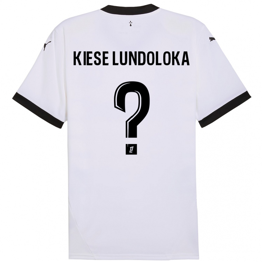 Vaikiškas Jeanslor Kiese Lundoloka #0 Balta Juoda Išvykos Marškinėliai 2024/25 T-Shirt