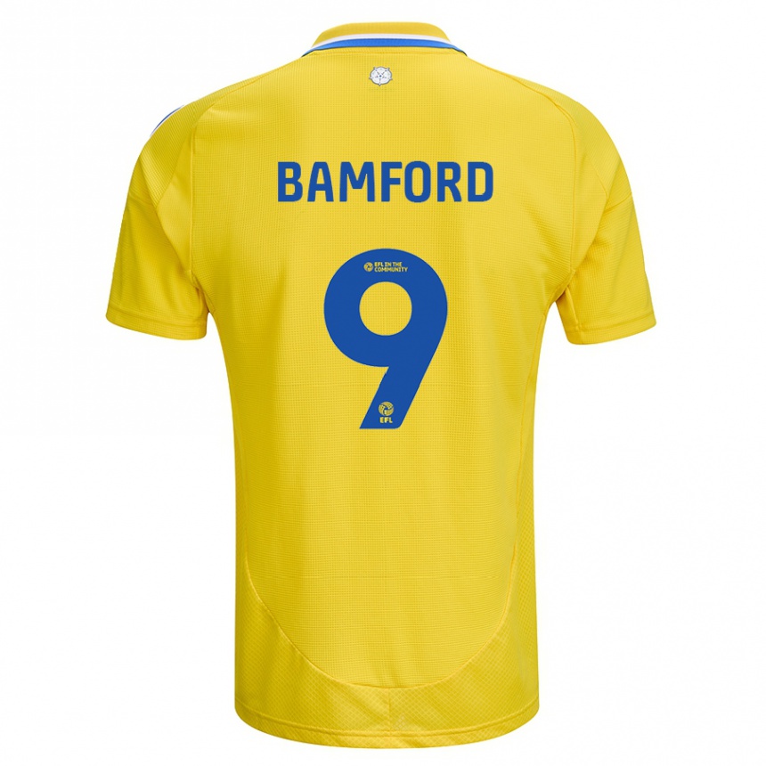 Vaikiškas Patrick Bamford #9 Geltona Mėlyna Išvykos Marškinėliai 2024/25 T-Shirt