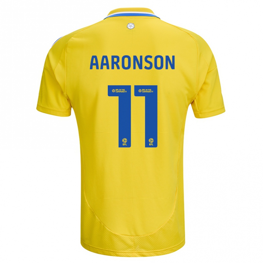 Vaikiškas Brenden Aaronson #11 Geltona Mėlyna Išvykos Marškinėliai 2024/25 T-Shirt