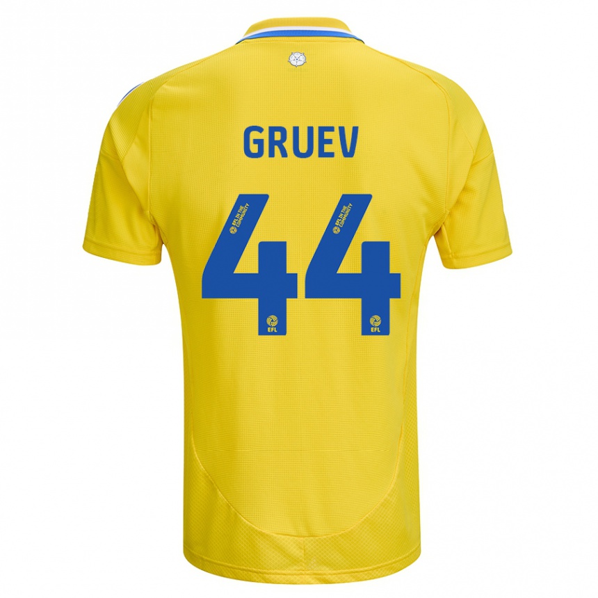 Vaikiškas Ilia Gruev #44 Geltona Mėlyna Išvykos Marškinėliai 2024/25 T-Shirt