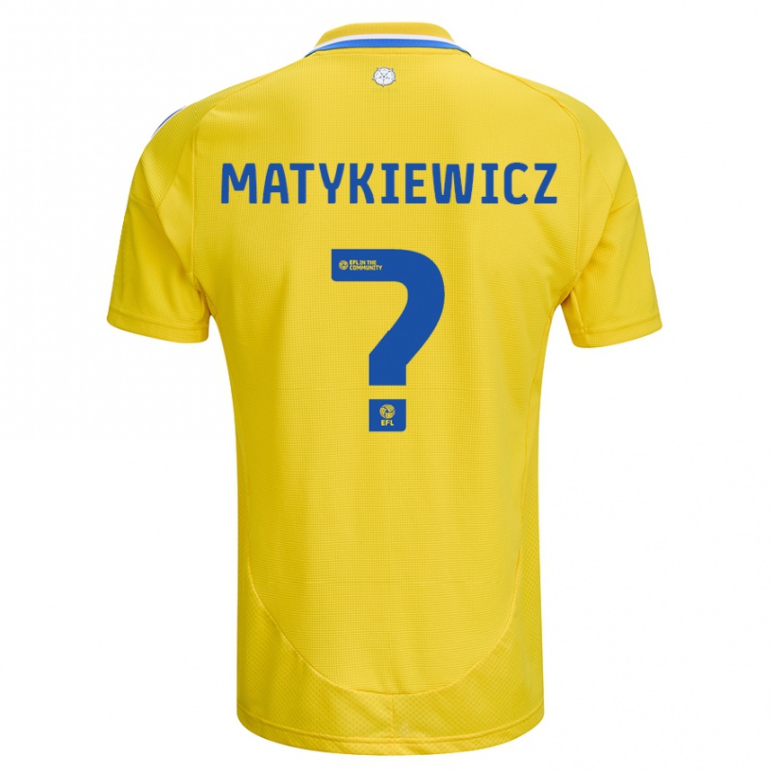 Vaikiškas Luke Matykiewicz #0 Geltona Mėlyna Išvykos Marškinėliai 2024/25 T-Shirt