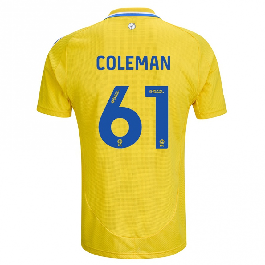 Vaikiškas Cian Coleman #61 Geltona Mėlyna Išvykos Marškinėliai 2024/25 T-Shirt