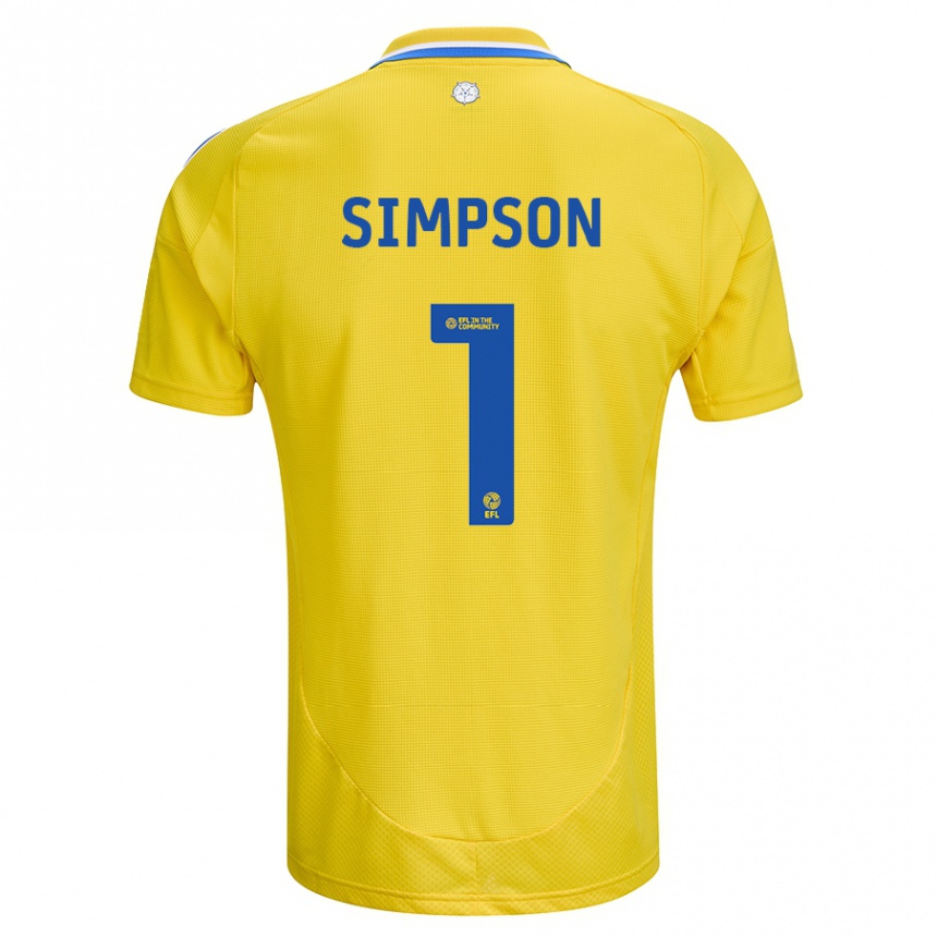 Vaikiškas Carrie Simpson #1 Geltona Mėlyna Išvykos Marškinėliai 2024/25 T-Shirt