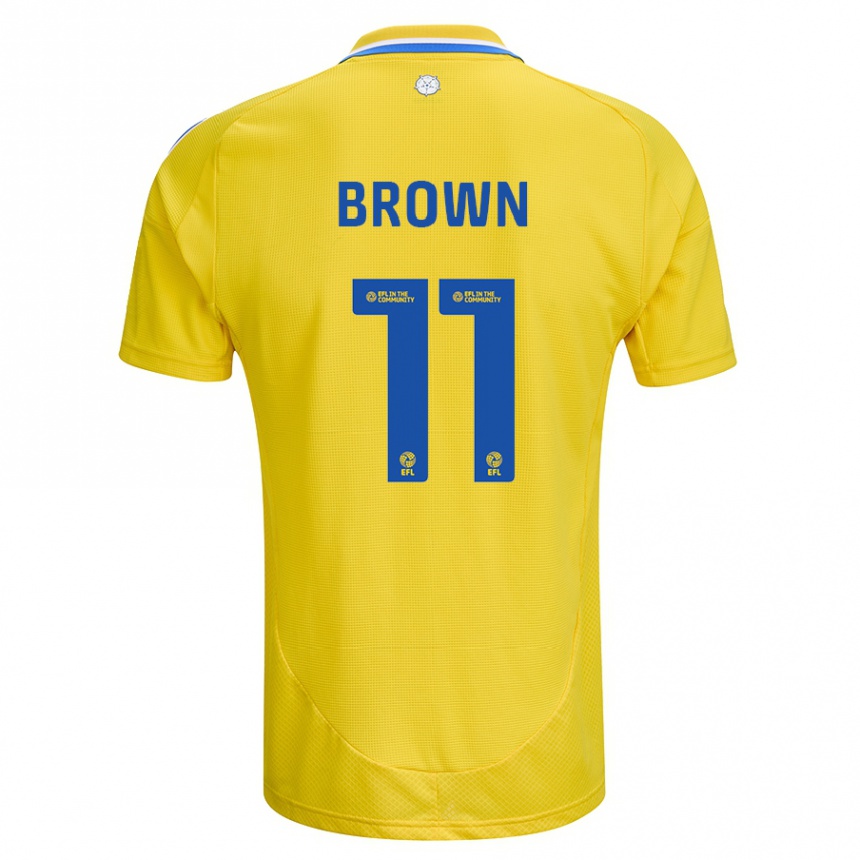 Vaikiškas Abbie Brown #11 Geltona Mėlyna Išvykos Marškinėliai 2024/25 T-Shirt