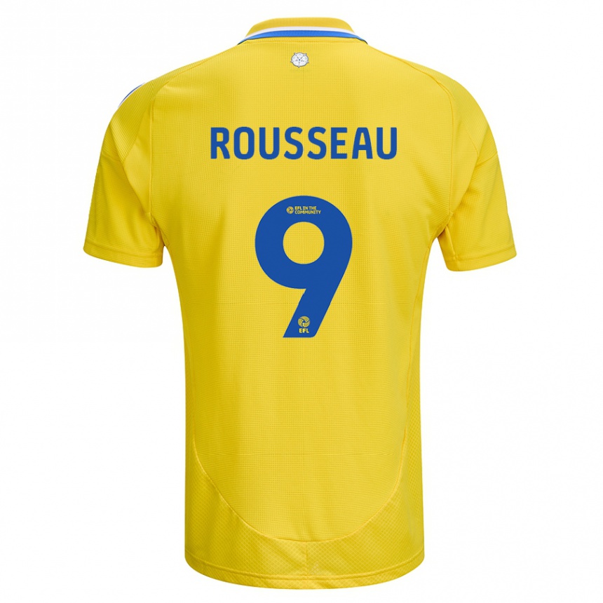 Vaikiškas Jess Rousseau #9 Geltona Mėlyna Išvykos Marškinėliai 2024/25 T-Shirt