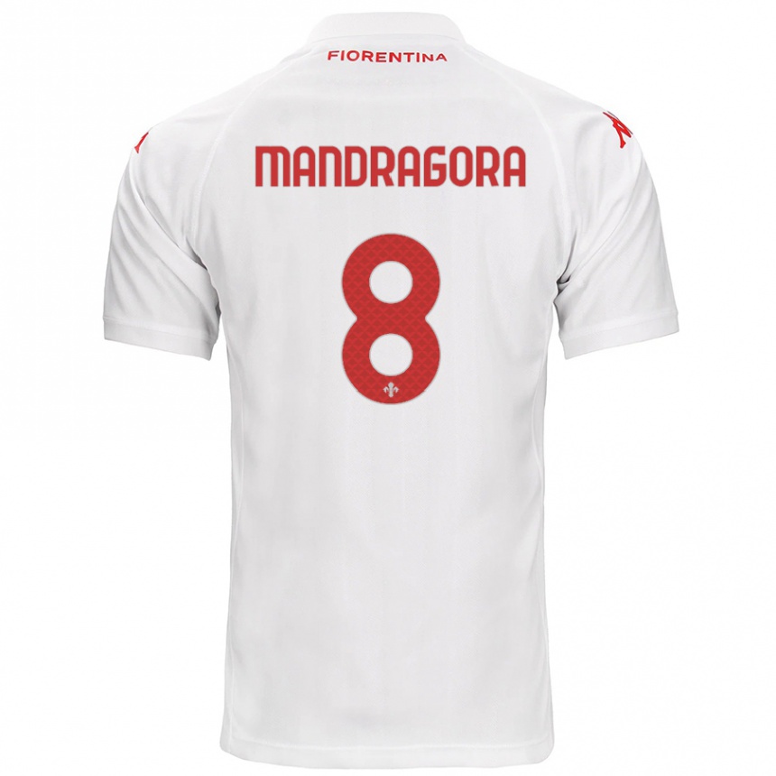 Vaikiškas Rolando Mandragora #8 Baltas Išvykos Marškinėliai 2024/25 T-Shirt