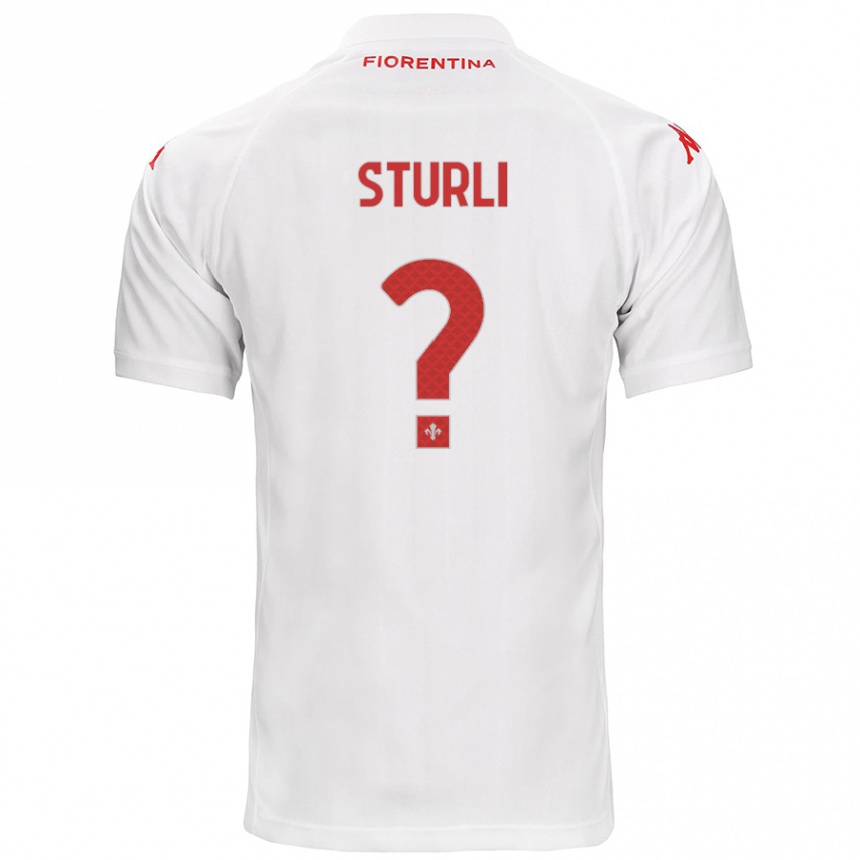 Vaikiškas Edoardo Sturli #0 Baltas Išvykos Marškinėliai 2024/25 T-Shirt