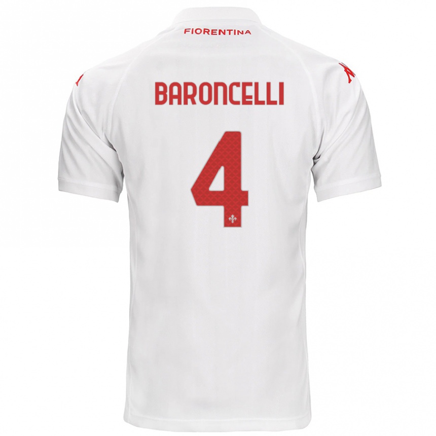 Vaikiškas Leonardo Baroncelli #4 Baltas Išvykos Marškinėliai 2024/25 T-Shirt