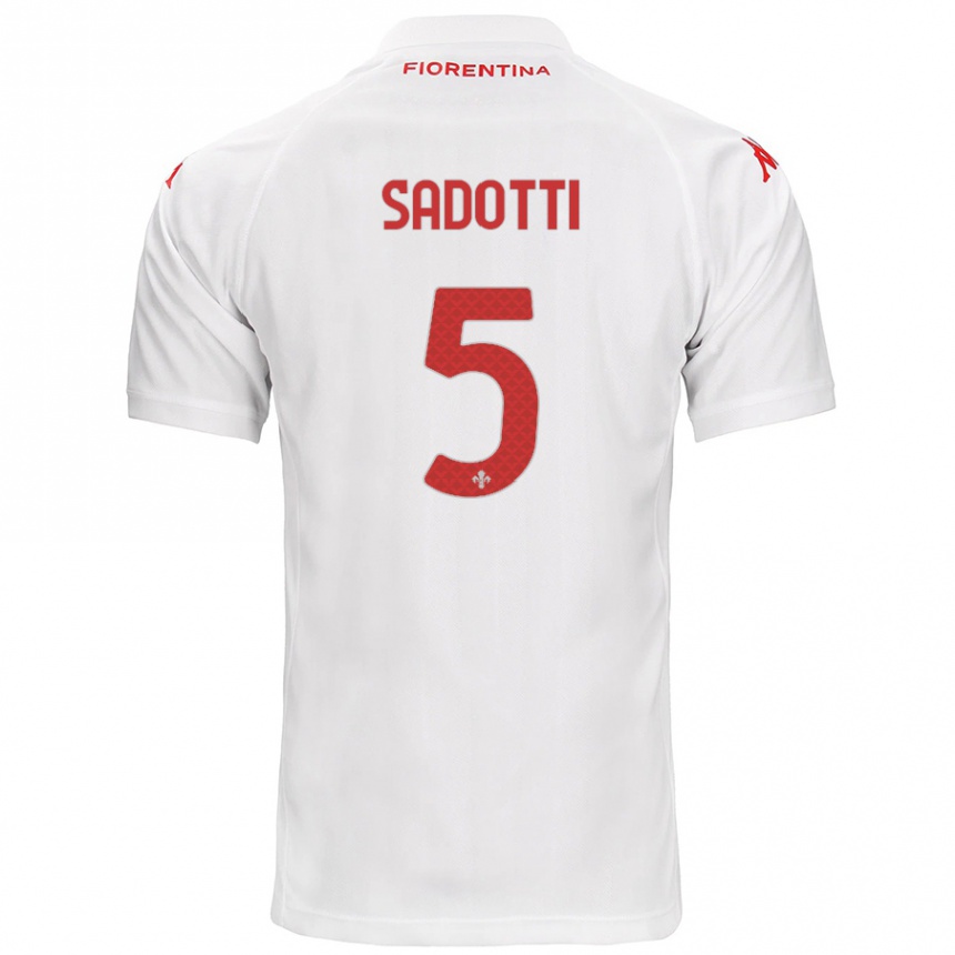 Vaikiškas Edoardo Sadotti #5 Baltas Išvykos Marškinėliai 2024/25 T-Shirt