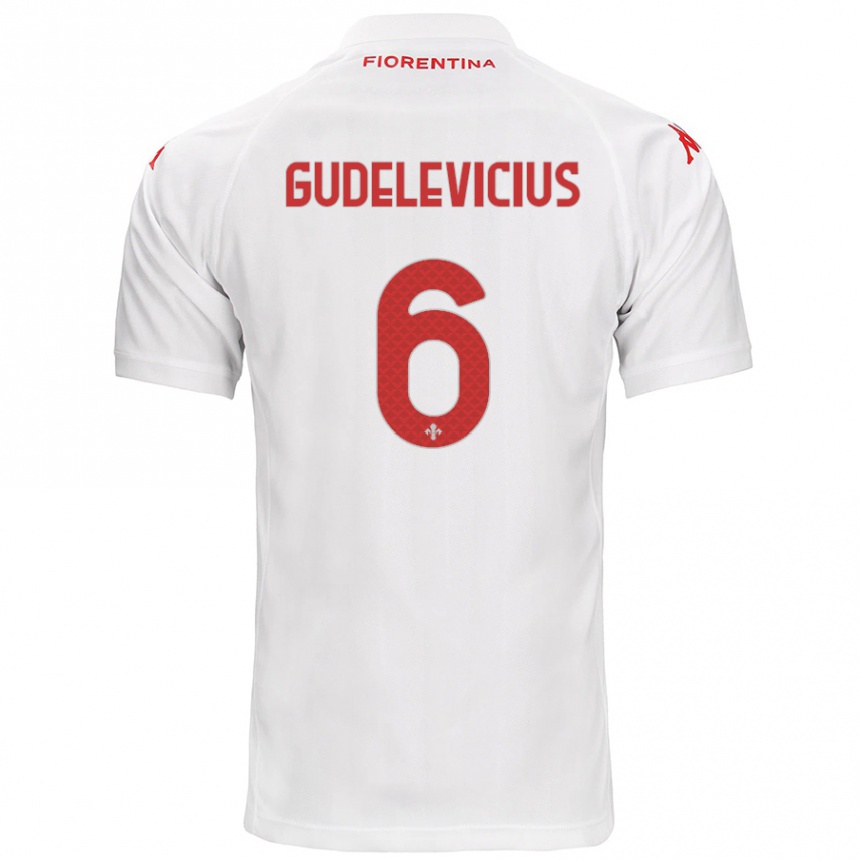 Vaikiškas Ernestas Gudelevicius #6 Baltas Išvykos Marškinėliai 2024/25 T-Shirt