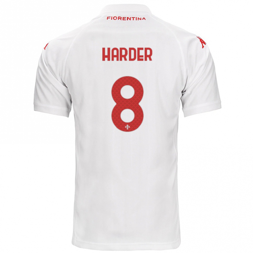 Vaikiškas Jonas Harder #8 Baltas Išvykos Marškinėliai 2024/25 T-Shirt