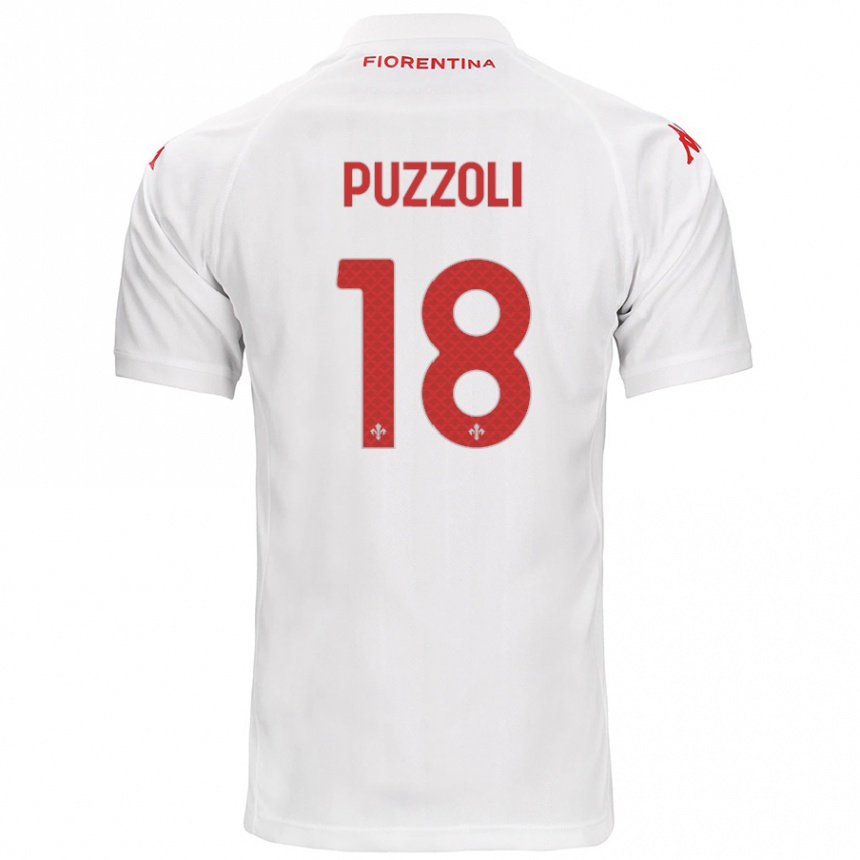 Vaikiškas Giorgio Puzzoli #18 Baltas Išvykos Marškinėliai 2024/25 T-Shirt