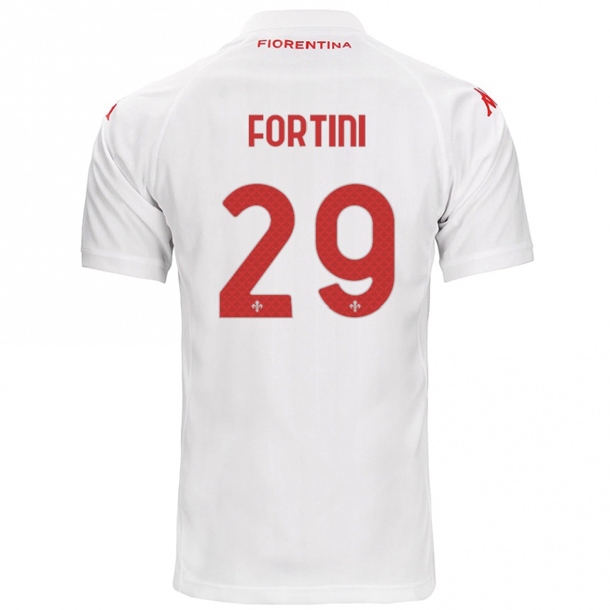 Vaikiškas Niccolò Fortini #29 Baltas Išvykos Marškinėliai 2024/25 T-Shirt