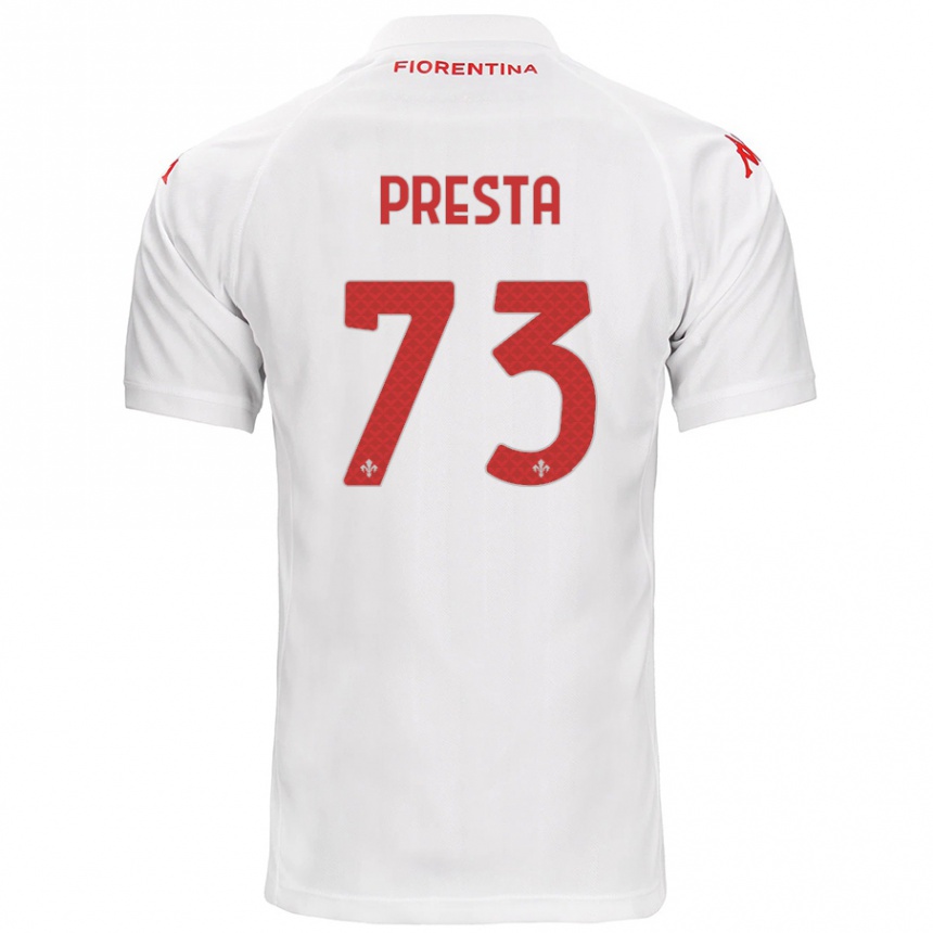 Vaikiškas Francesco Presta #73 Baltas Išvykos Marškinėliai 2024/25 T-Shirt