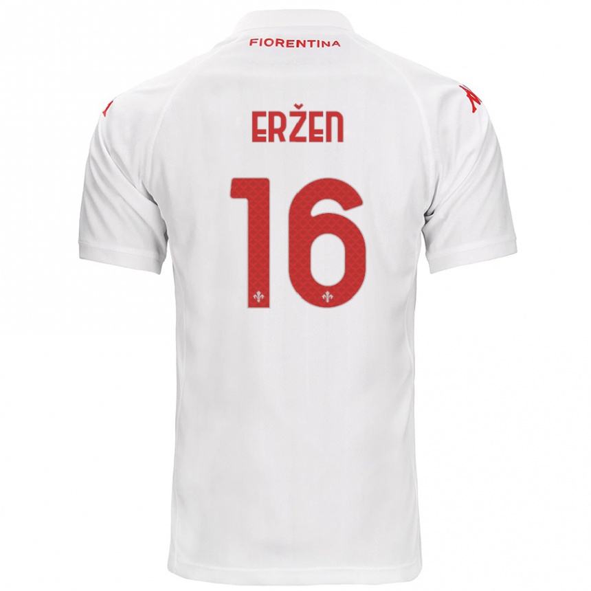 Vaikiškas Kaja Erzen #16 Baltas Išvykos Marškinėliai 2024/25 T-Shirt