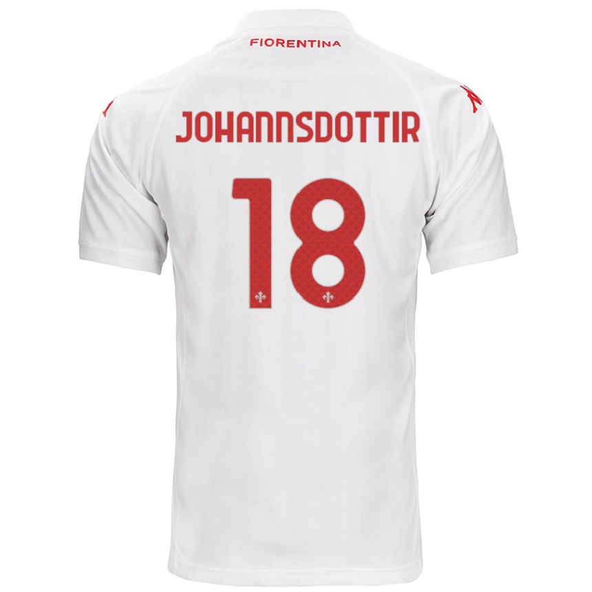 Vaikiškas Alexandra Jóhannsdóttir #18 Baltas Išvykos Marškinėliai 2024/25 T-Shirt