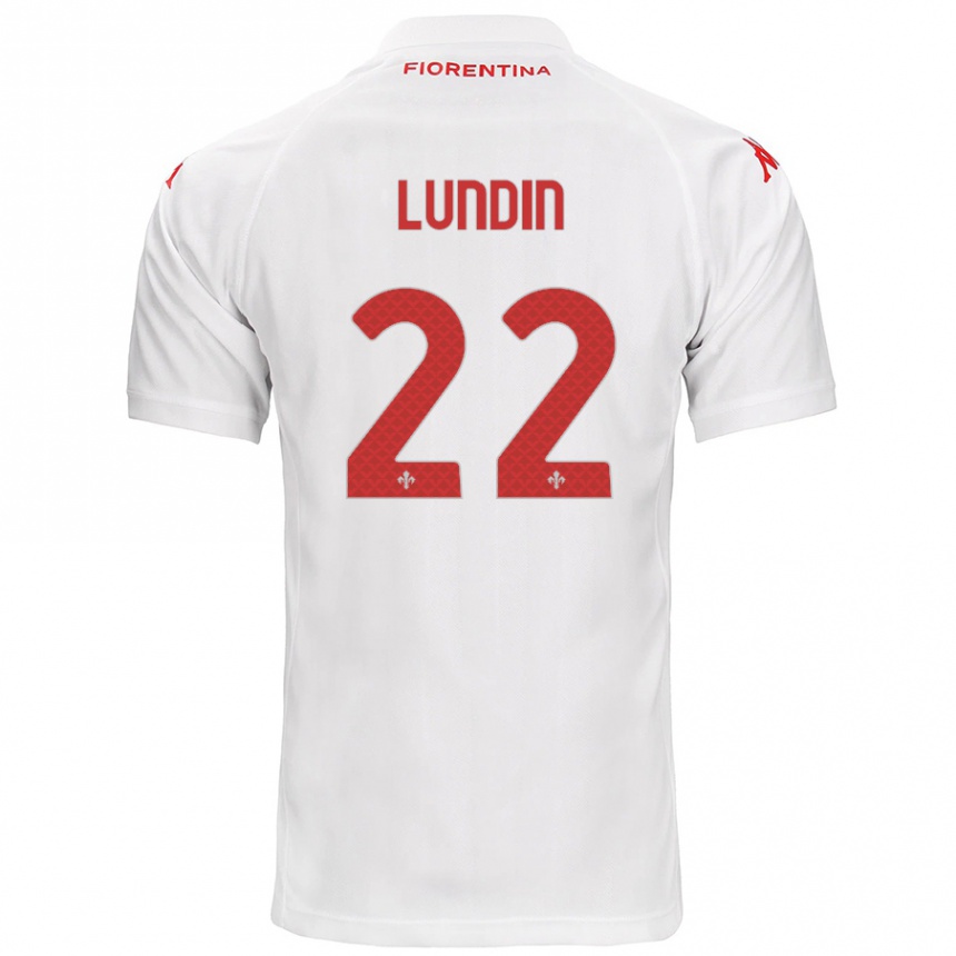 Vaikiškas Karin Lundin #22 Baltas Išvykos Marškinėliai 2024/25 T-Shirt