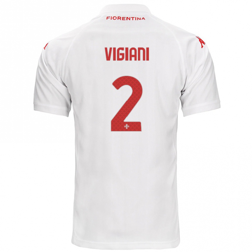 Vaikiškas Lorenzo Vigiani #2 Baltas Išvykos Marškinėliai 2024/25 T-Shirt