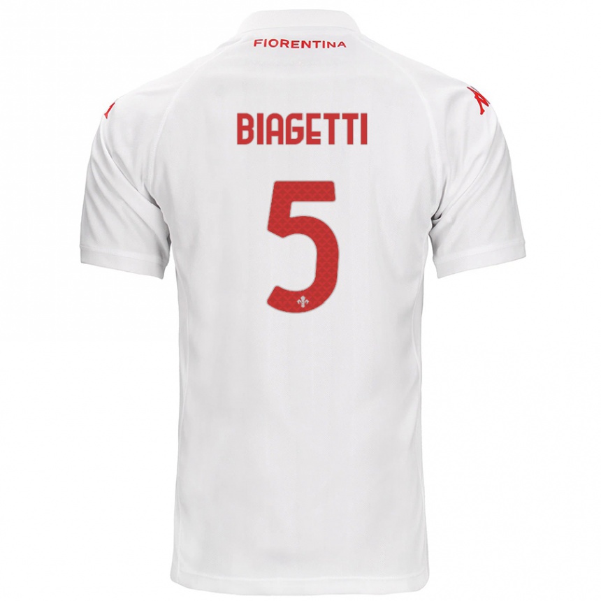 Vaikiškas Christian Biagetti #5 Baltas Išvykos Marškinėliai 2024/25 T-Shirt