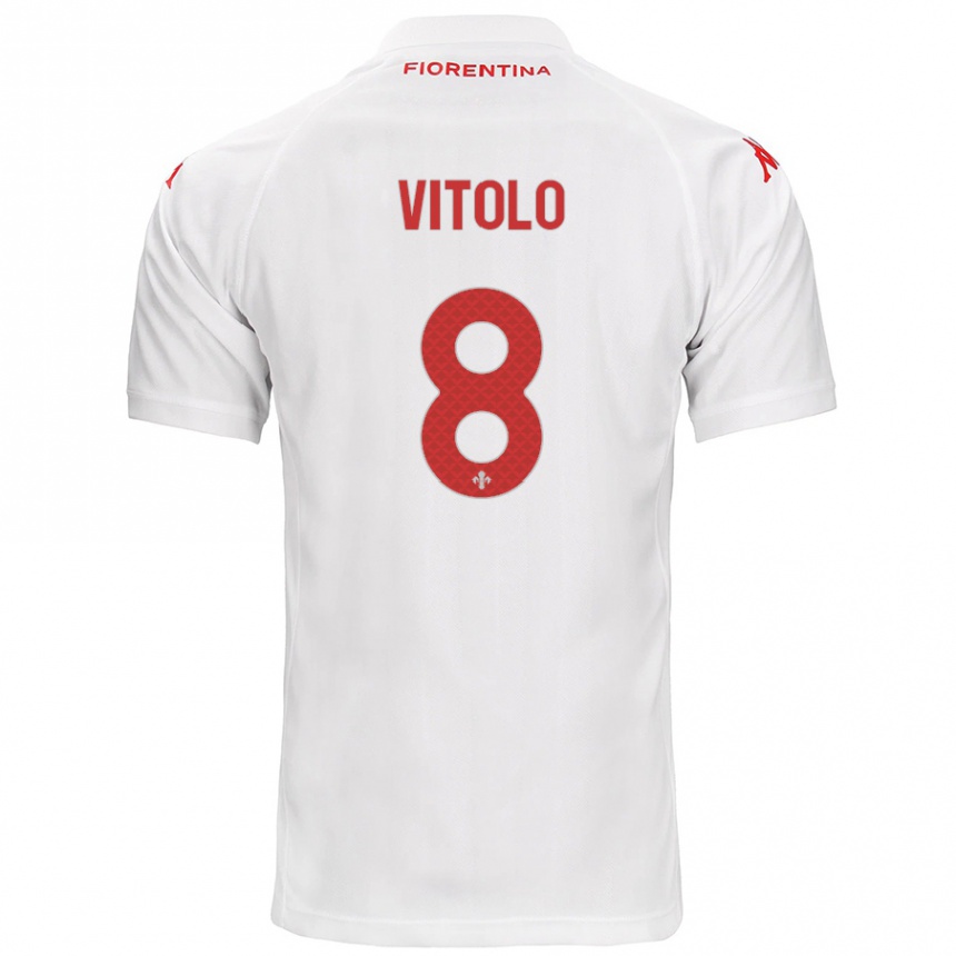 Vaikiškas Federico Vitolo #8 Baltas Išvykos Marškinėliai 2024/25 T-Shirt