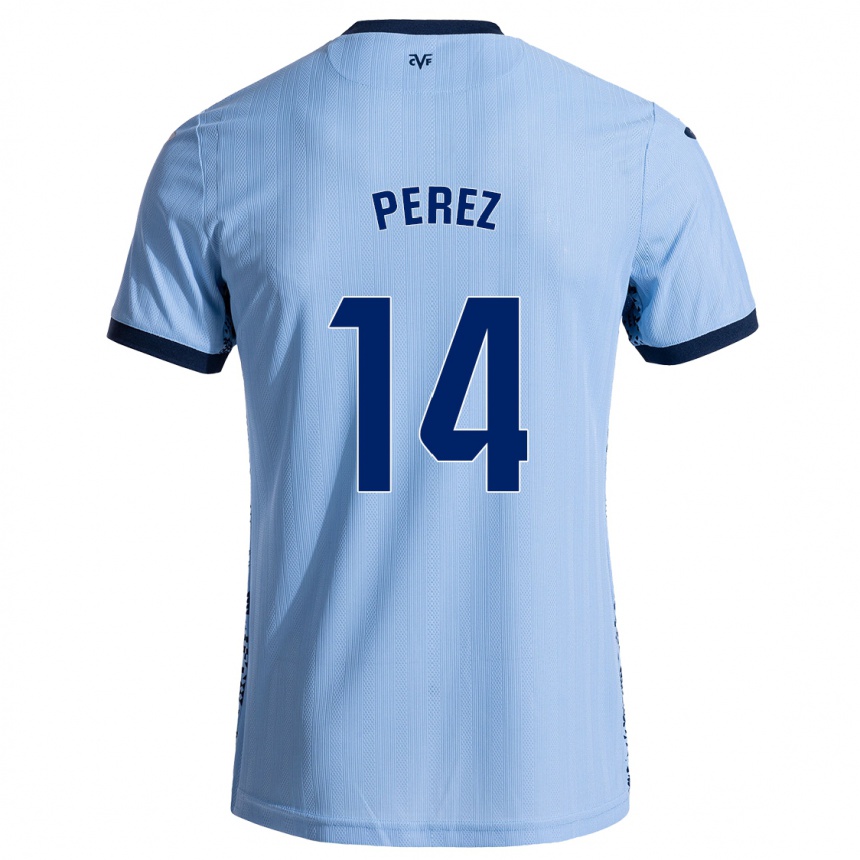 Vaikiškas Nerea Pérez #14 Dangaus Mėlyna Išvykos Marškinėliai 2024/25 T-Shirt