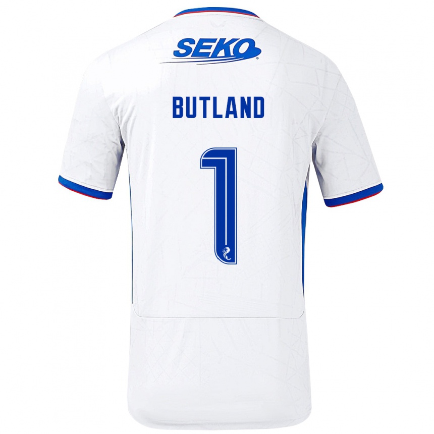 Vaikiškas Jack Butland #1 Balta Mėlyna Išvykos Marškinėliai 2024/25 T-Shirt