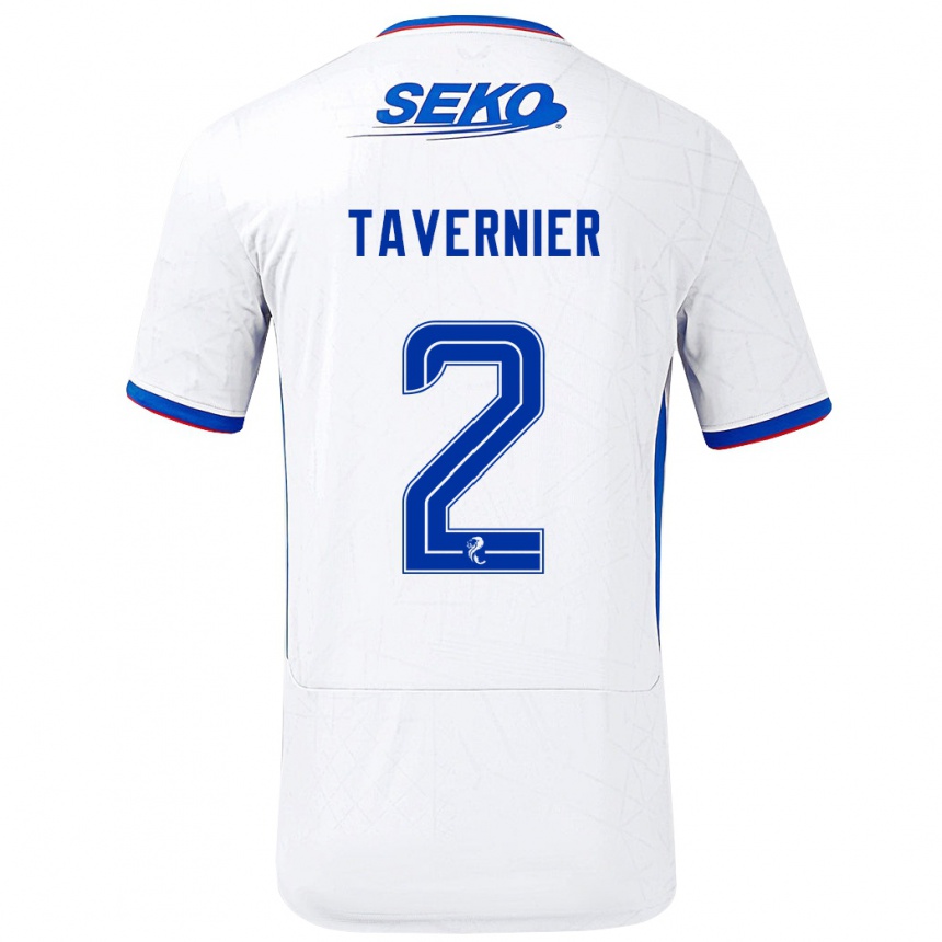 Vaikiškas James Tavernier #2 Balta Mėlyna Išvykos Marškinėliai 2024/25 T-Shirt