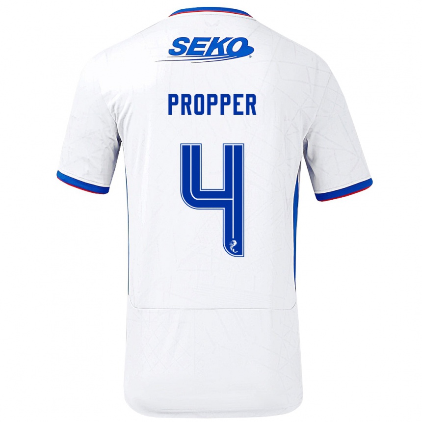 Vaikiškas Robin Pröpper #4 Balta Mėlyna Išvykos Marškinėliai 2024/25 T-Shirt