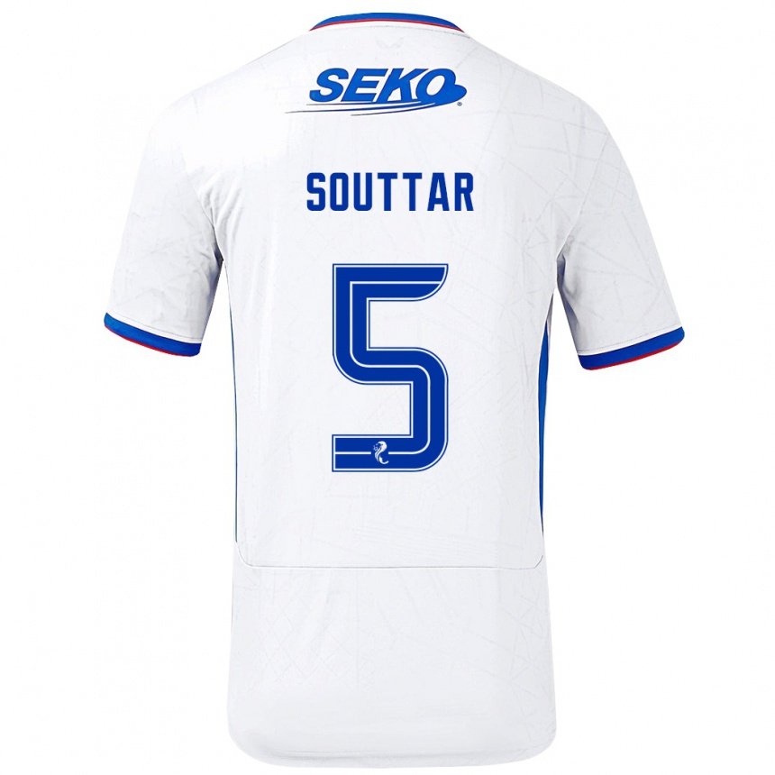 Vaikiškas John Souttar #5 Balta Mėlyna Išvykos Marškinėliai 2024/25 T-Shirt