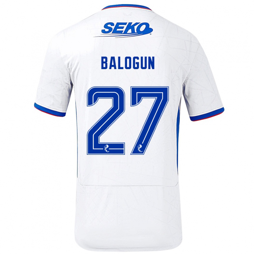 Vaikiškas Leon Balogun #27 Balta Mėlyna Išvykos Marškinėliai 2024/25 T-Shirt