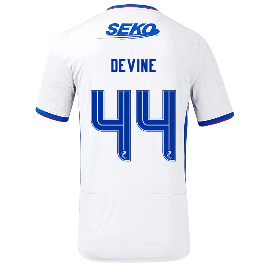 Vaikiškas Adam Devine #44 Balta Mėlyna Išvykos Marškinėliai 2024/25 T-Shirt