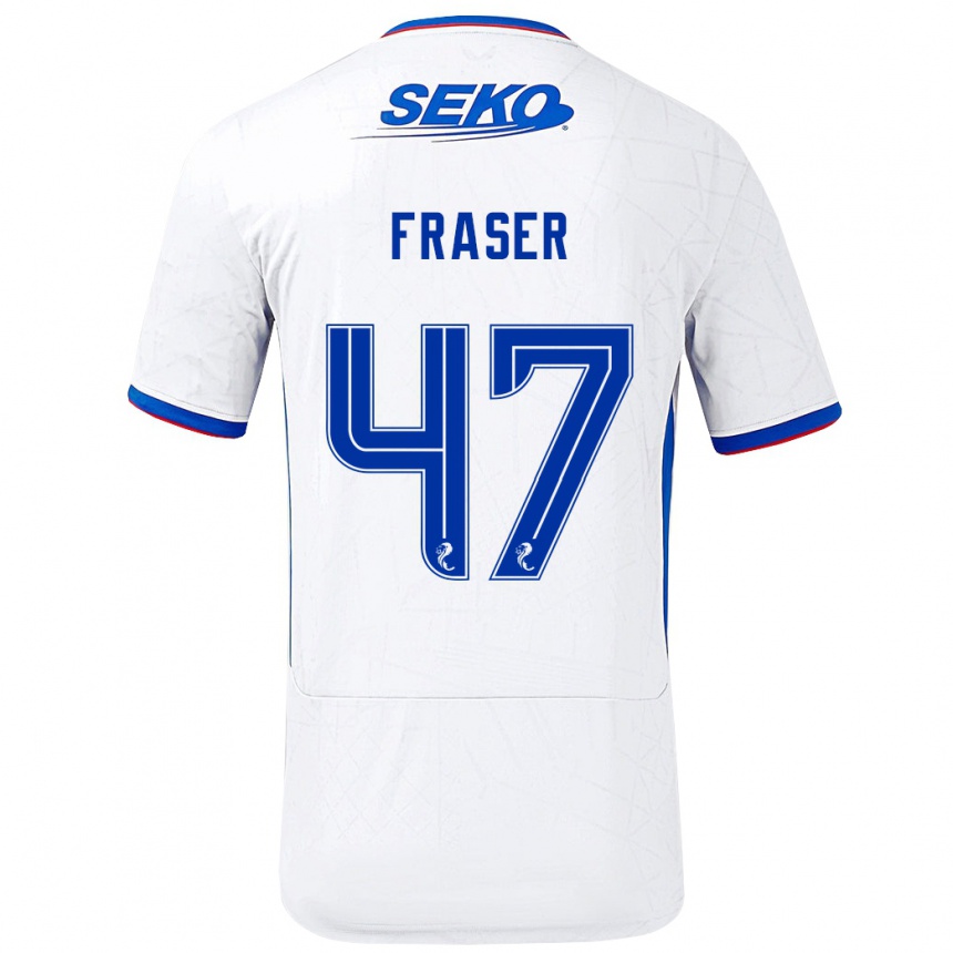 Vaikiškas Robbie Fraser #47 Balta Mėlyna Išvykos Marškinėliai 2024/25 T-Shirt