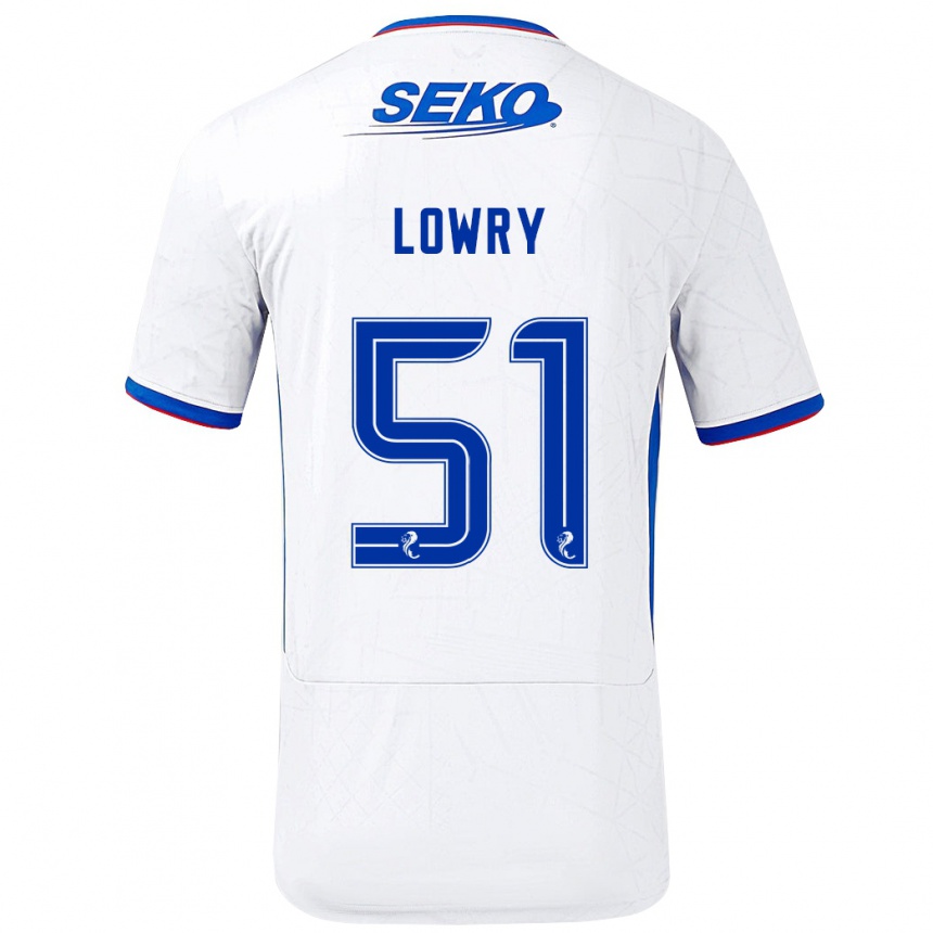 Vaikiškas Alex Lowry #51 Balta Mėlyna Išvykos Marškinėliai 2024/25 T-Shirt