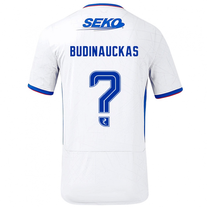 Vaikiškas Lewis Budinauckas #0 Balta Mėlyna Išvykos Marškinėliai 2024/25 T-Shirt