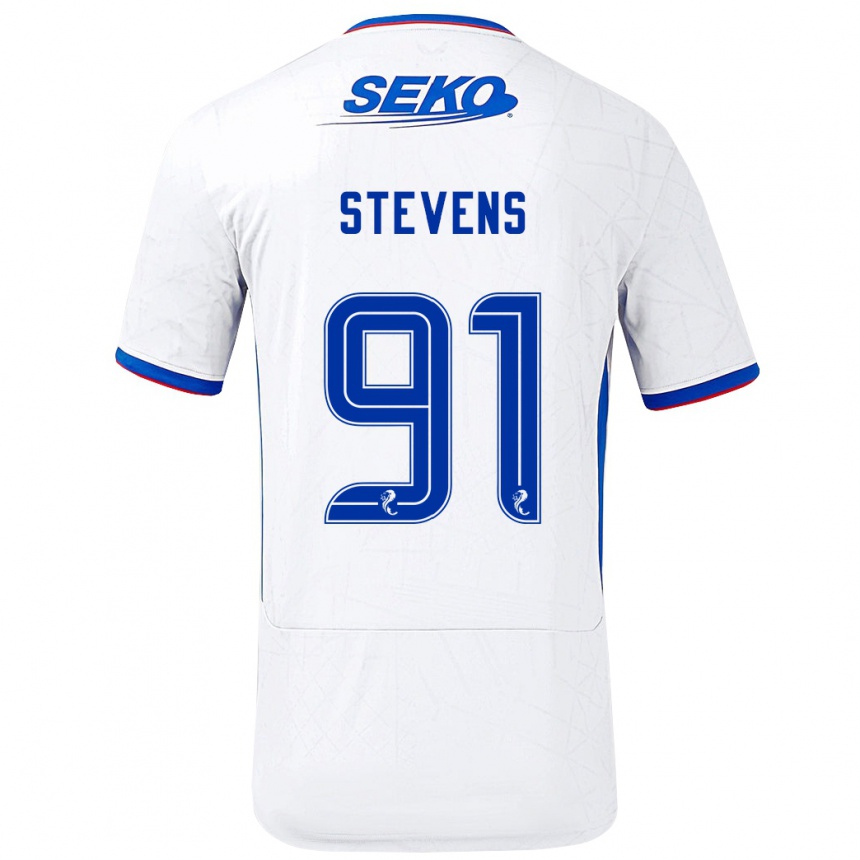 Vaikiškas Archie Stevens #91 Balta Mėlyna Išvykos Marškinėliai 2024/25 T-Shirt