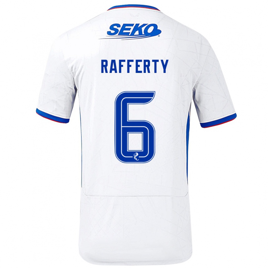 Vaikiškas Laura Rafferty #6 Balta Mėlyna Išvykos Marškinėliai 2024/25 T-Shirt