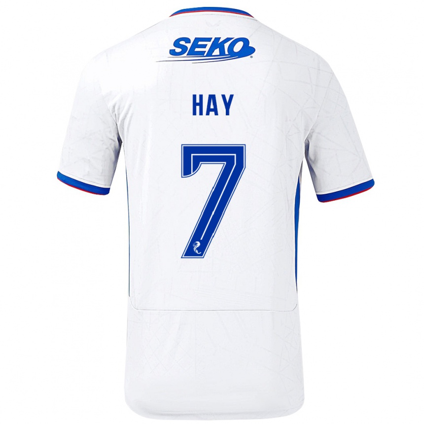 Vaikiškas Brogan Hay #7 Balta Mėlyna Išvykos Marškinėliai 2024/25 T-Shirt