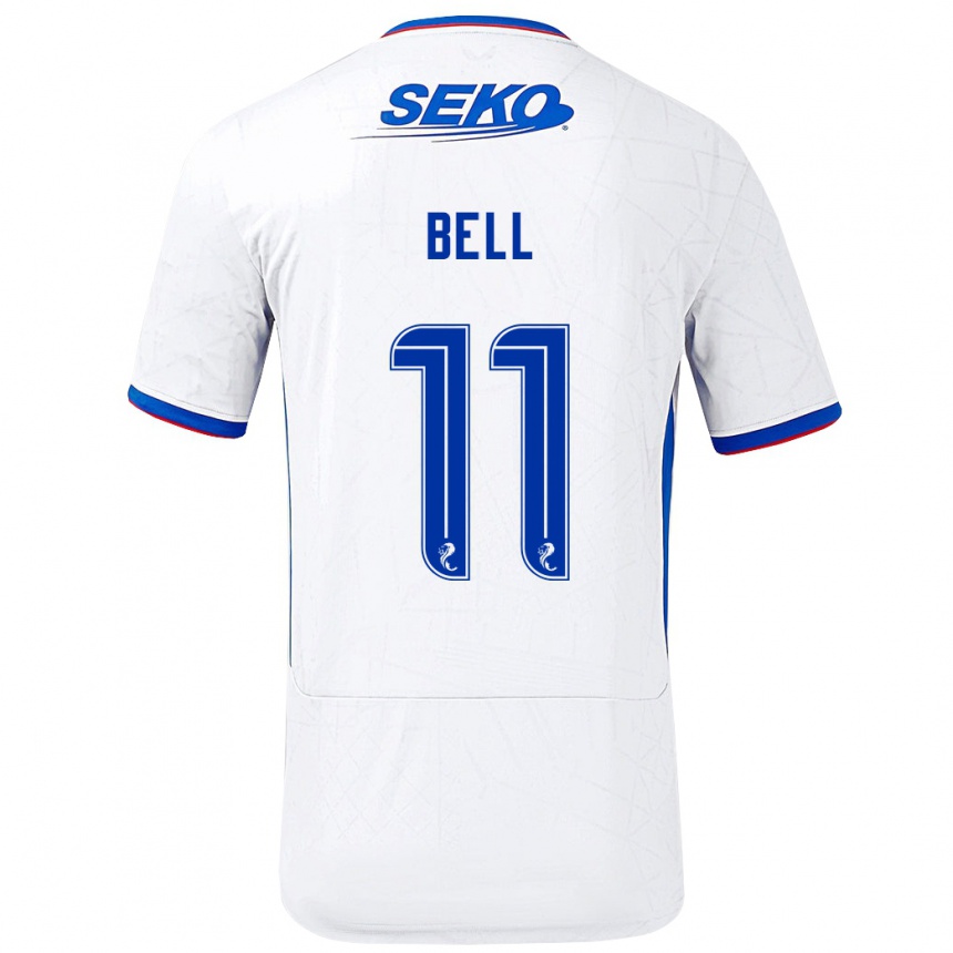 Vaikiškas Megan Bell #11 Balta Mėlyna Išvykos Marškinėliai 2024/25 T-Shirt