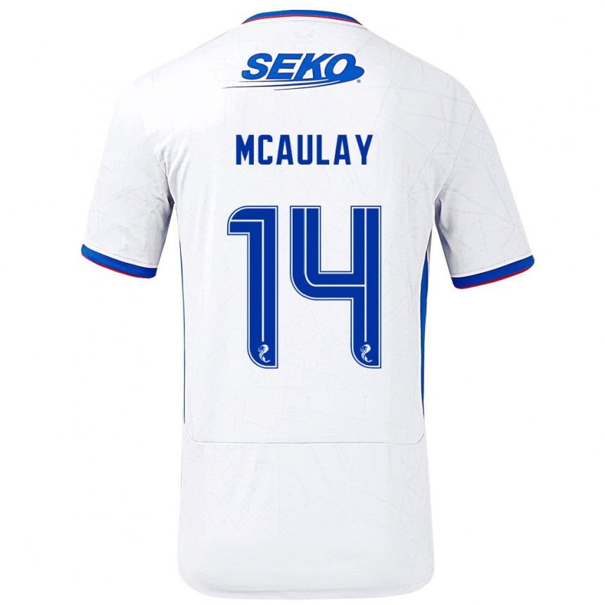 Vaikiškas Mia Mcaulay #14 Balta Mėlyna Išvykos Marškinėliai 2024/25 T-Shirt