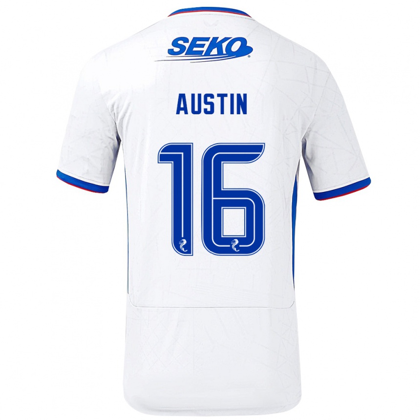 Vaikiškas Eilidh Austin #16 Balta Mėlyna Išvykos Marškinėliai 2024/25 T-Shirt