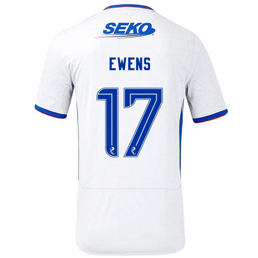 Vaikiškas Sarah Ewens #17 Balta Mėlyna Išvykos Marškinėliai 2024/25 T-Shirt