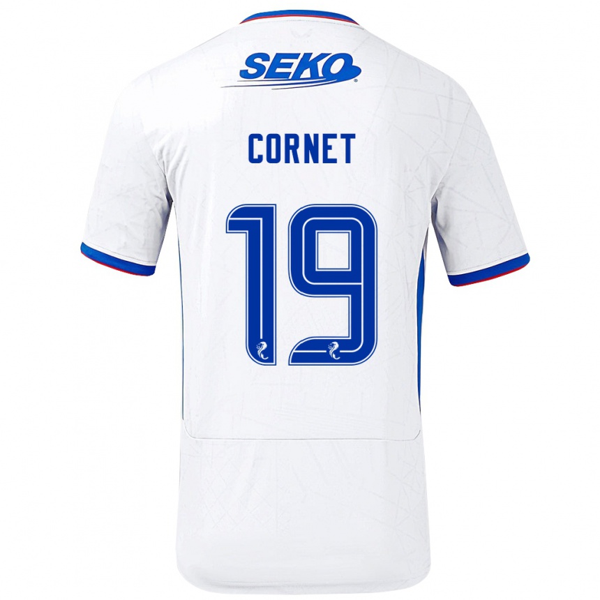 Vaikiškas Chelsea Cornet #19 Balta Mėlyna Išvykos Marškinėliai 2024/25 T-Shirt